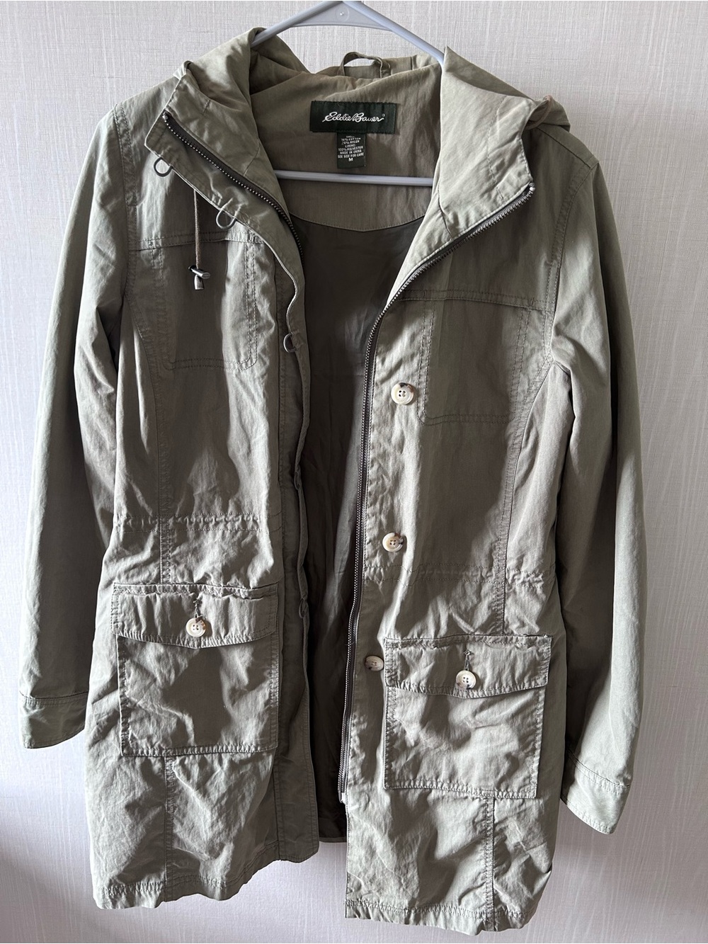 Eddie Bauer Olive Hooded Utility Jacket